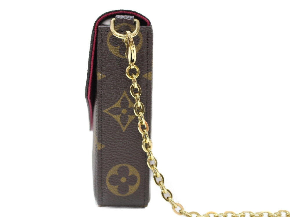 Louis Vuitton Felicie Pochette Shoulder Bag Monogram Chain Brown